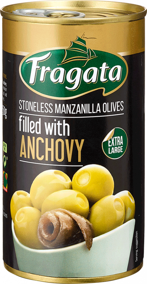 Anchovy filled olives marinated with lemon, garlic and parsley Fragata