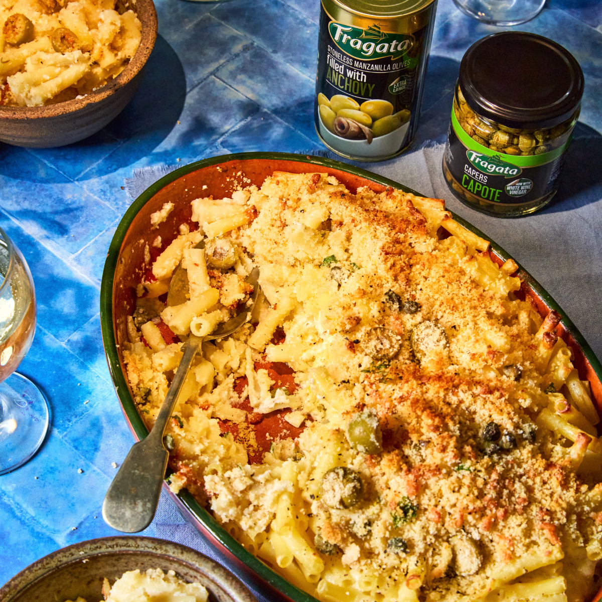 Creamy Mac & Cheese with Olive Breadcrumb Topping